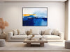 Large Abstract Seascape - Canvas Wall Art - Framed Canvas Print - Modern Nautical Painting - Extra Large Artwork - Deep Blue - &quot;HARBOR&quot;