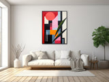 Large Mid-Century Canvas Wall Art - Framed Canvas Print - Midcentury Modern Abstract Painting - Tropical, Botanical Artwork - &quot;OUTSIDE&quot;