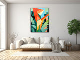 Large Mid-Century Canvas Wall Art - Framed Canvas Print - Midcentury Modern Abstract Painting - Tropical, Botanical Artwork - &quot;FORREST 2&quot;