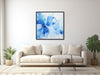 Large Floral Canvas Wall Art - Framed Canvas Print - Modern Abstract Floral Painting - Blue and White Flowers - &quot;MOONLIGHT DREAMS 1&quot;