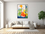 Large Floral Canvas Wall Art - Framed Canvas Print - Modern Abstract Floral Painting - Pink, Orange, Teal Flower Artwork - &quot;SOFT BOUQUET&quot;