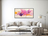 Large Floral Canvas Wall Art - Framed Canvas Print - Modern Abstract Floral Painting - Panoramic - Purple and Beige Art - &quot;SUMMERIME PLUM&quot;