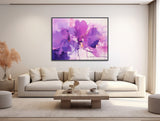 Large Floral Canvas Wall Art - Framed Canvas Print - Modern Abstract Floral Painting - Large Artwork - Purple Flowers - &quot;PLUM PURPLE 2&quot;