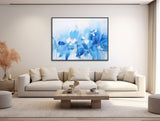 Large Floral Canvas Wall Art - Framed Canvas Print - Modern Abstract Floral Painting -  Large Artwork - Blue Flowers - &quot;BLOOMING BLUE 2&quot;