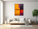 Large Geometric Canvas Wall Art - Framed Canvas Print - Modern Abstract Painting - Orange and Red Minimal Artwork - &quot;SONATA&quot;