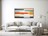 Large Geometric Canvas Wall Art - Framed Canvas Print - Modern Abstract Painting - Panoramic Line Art - Minimal Artwork - &quot;HARMONY&quot;