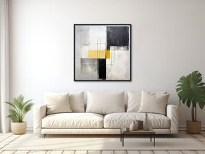 Large Geometric Canvas Wall Art - Framed Canvas Print - Modern Abstract Painting - Black and White Minimal Geometric Artwork - &quot;TURN BACK&quot;