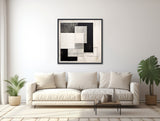 Large Geometric Canvas Wall Art - Framed Canvas Print - Modern Abstract Painting - Black and White Geometric Artwork - &quot;MIDDLE LANE&quot;