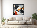 Large Geometric Canvas Wall Art - Framed Canvas Print - Modern Abstract Painting - Black and White Geometric Artwork - &quot;BOOMERANG 1&quot;