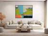 Large Abstract Canvas Wall Art - Framed Canvas Print - Modern Abstract Painting - Extra Large Teal, Green, Orange Artwork - &quot;VISTA 2&quot;