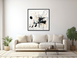 Large Abstract Canvas Wall Art - Framed Canvas Print - Modern Abstract Expressionist Painting - Black and White Artwork - &quot;FLAIR&quot;