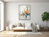 Large Abstract Canvas Wall Art - Framed Canvas Print - Modern Abstract Expressionist Painting - Gray, Black, Orange - &quot;WHAT NOW&quot;