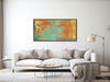 Large Wall Art Canvas Print Abstract Wall Art Orange Yellow Teal and Green Abstract Painting Extra Large Oversized Canvas Art - &quot;Cabo&quot;