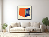 Orange and Blue Mid Century Modern Art Fine Art Canvas Print Reproduction Red and Blue Wall Decor - &quot;Pleat&quot;