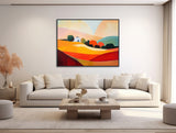 Large Abstract Landscape - Canvas Wall Art - Framed Canvas Print - Modern Landscape Painting - Extra Large Artwork - Rust - &quot;HILLSIDE 1&quot;