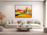 Large Abstract Landscape - Canvas Wall Art - Framed Canvas Print - Modern Landscape Painting - Extra Large Artwork - Colorful - &quot;HILLSIDE 5&quot;