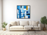 Large Mid-Century Canvas Wall Art - Framed Canvas Print - Midcentury Modern Abstract Painting - Extra Large Geometric Artwork - &quot;DECO DREAM&quot;