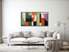 Large Mid-Century Canvas Wall Art - Framed Canvas Print - Midcentury Modern Abstract Painting - Large Geometric Artwork - &quot;RETRO VISION 1&quot;