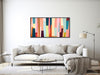 Large Mid-Century Canvas Wall Art - Framed Canvas Print - Midcentury Modern Abstract Painting - Large Geometric Artwork - &quot;COLOR CHARM&quot;