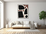 Large Mid-Century Canvas Wall Art - Framed Canvas Print - Midcentury Modern Abstract Painting - Black and White Shapes - &quot;Layout&quot;