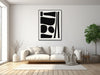 Large Mid-Century Canvas Wall Art - Framed Canvas Print - Midcentury Modern Abstract Painting - Black and White Shapes - &quot;FABLE&quot;