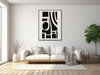 Large Mid-Century Canvas Wall Art - Framed Canvas Print - Midcentury Modern Abstract Painting - Black and White Shapes - &quot;FABLE&quot;