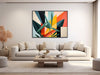 Large Mid-Century Canvas Wall Art - Framed Canvas Print - Midcentury Modern Abstract Painting - Tropical, Botanical Artwork - &quot;DAYTIME&quot;