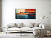 Large Geometric Canvas Wall Art - Framed Canvas Print - Modern Abstract Painting - Panoramic Vintage Minimal Artwork - &quot;ARRANGEMENT&quot;