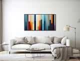 Large Geometric Canvas Wall Art - Framed Canvas Print - Modern Abstract Painting - Panoramic Line Art - Colorful Retro Artwork - &quot;SEQUENCE&quot;