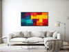 Large Geometric Canvas Wall Art - Framed Canvas Print - Modern Abstract Painting - Large Geometric Artwork - Yellow, Blue - &quot;OVER THERE&quot;