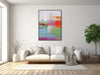 Large Abstract Canvas Wall Art - Framed Canvas Print - Modern Abstract Painting - Extra Large Orange, Mint, Blue Artwork - &quot;INCEPTION 3&quot;