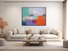 Large Abstract Canvas Wall Art - Framed Canvas Print - Modern Abstract Painting - Extra Large Orange, Teal Artwork - &quot;ELUSIVE&quot;