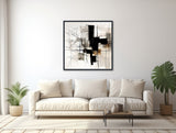 Large Abstract Canvas Wall Art - Framed Canvas Print - Modern Abstract Expressionist Painting - Black and White Artwork - &quot;AWAKEN&quot;