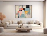 Large Abstract Canvas Wall Art - Framed Canvas Print - Modern Abstract Painting - Extra Large Artwork - Pastel Colors - &quot;MIX UP&quot;