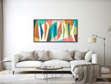 Mid Century Modern Art - Panoramic Canvas Print - Retro Loft Art - Large Wall Art Painting - Geometric Abstract Art - &quot;Correlation&quot;