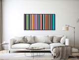 Mid Century Modern Artwork - Large Framed Panoramic Canvas - Abstract Geometric Wall Art - Line Art - Bold Bright Colors -  &quot;Parallel&quot;