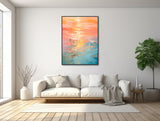 Large Nautical Abstract Painting - Ocean Wall Art - Framed Canvas Print - Modern Seascape Painting - Large Coastal Beach Art - &quot;RIPPLE 2&quot;