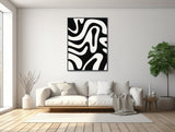 Black and White Abstract Wall Art - Framed Canvas Print - Large Modern Minimal Painting - Black and White Shapes - &quot;SLOW MOTION&quot;