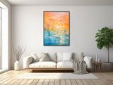 Large Nautical Abstract Painting - Ocean Wall Art - Framed Canvas Print - Modern Seascape Painting - Large Coastal Beach Art - &quot;RIPPLE 1&quot;