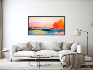 Abstract Landscape Painting - Framed Canvas Print - Large Modern Wall Art - Minimal Contemporary Artwork - Bold Color - &quot;ABSTRACT TERRAIN 2&quot;