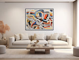 Colorful Abstract Wall Art - Large Contemporary Line Art - Framed Canvas Print - Modern Abstract Expressionist Painting - &quot;LOST LACES&quot;