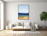 Large Minimal Abstract Landscape - Framed Canvas Wall Art Print - Colorful Modern Landscape Painting - Extra Large Artwork - &quot;DISTANT TONES&quot;