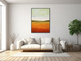 Large Minimal Abstract Landscape - Framed Canvas Wall Art Print - Colorful Modern Landscape Painting - Extra Large Artwork - &quot;AUTUMN FIELD&quot;