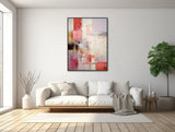 Abstract Expressionist Painting - Framed Canvas Print - Large Modern Wall Art - Pink, Rose, Beige - &quot;PLEASANT JOURNEY 1&quot;