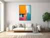 Large Abstract Geometric Wall Art - Modern Minimal Painting - Framed Canvas Print - Orange, Teal, Pink - &quot;SWEET SCOOP 2&quot;