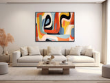 Mid-Century Modern Art - Retro Geometric Wall Art - Framed Canvas Print - Modern Abstract Painting - Bold Bright Colors  - &quot;RETRO GROOVE&quot;