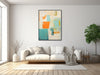 Large Minimal Wall Art - Modern Abstract Painting - Framed Canvas Print - Beige, Orange, Teal - &quot;PASTEL PALLET 1&quot;