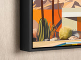 a painting of a desert scene with cacti