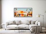 Mid-Century Architecture Art - Framed Canvas Print - Palm Springs Retro Art - Mid Century Modern Geometric Painting - &quot;RETRO GEOMETRIC 3&quot;