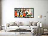 Mid-Century Botanical Still Life Painting - Framed Canvas Print - Boho Wall Art - Palm Springs Decor - Panoramic Artwork - &quot;SPANISH HUES&quot;